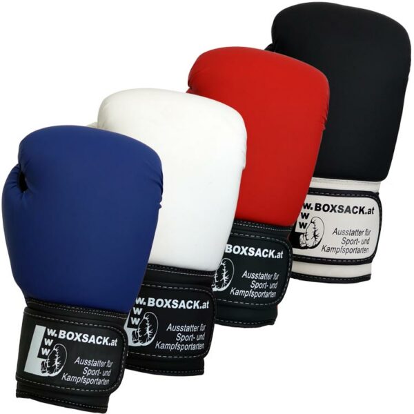 IMPACT PRO Boxhandschuhe in den Farben Blau, Weiß, Rot und Schwarz, mattes Finish, Österreich.