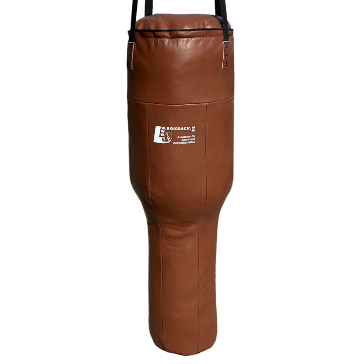 Hochwertiger brauner Uppercut-Boxsack aus Leder – ideal für präzises Schlagtraining im Kampfsport.